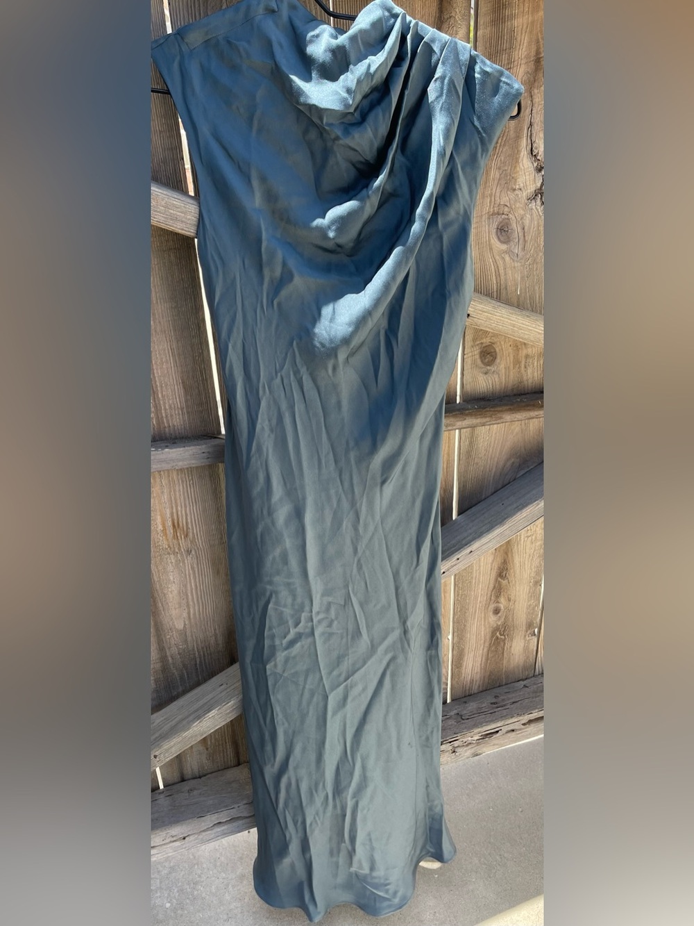 ANINE BING Samantha Dress Steel Blue 100% Silk Satin Mock Neck Bias Cut Size S - Picture 2 of 16
